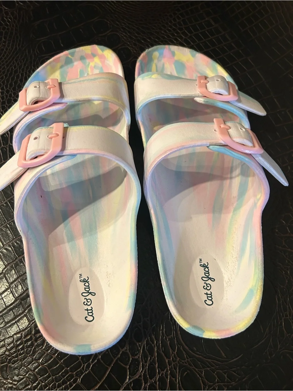 Cat and Jack Kids' Pastel Tie-Dye Buckle Sandals - size 4